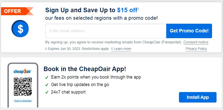 CheapOair.com קוד קידום מכירות