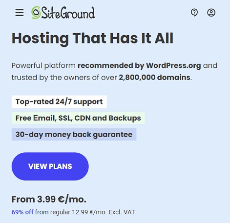 SiteGround.com קוד קידום מכירות